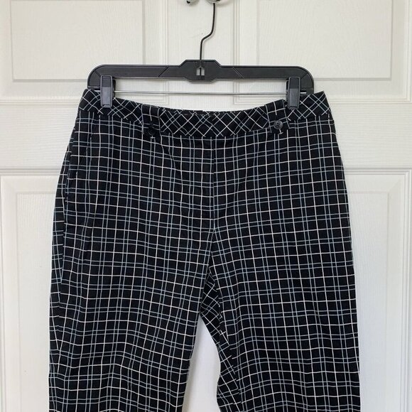 Liz Claiborne Liz Golf Audra Women's Size 8 Pants Black Blue Geometric Check - Picture 3 of 12